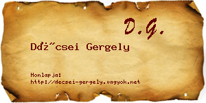 Décsei Gergely névjegykártya